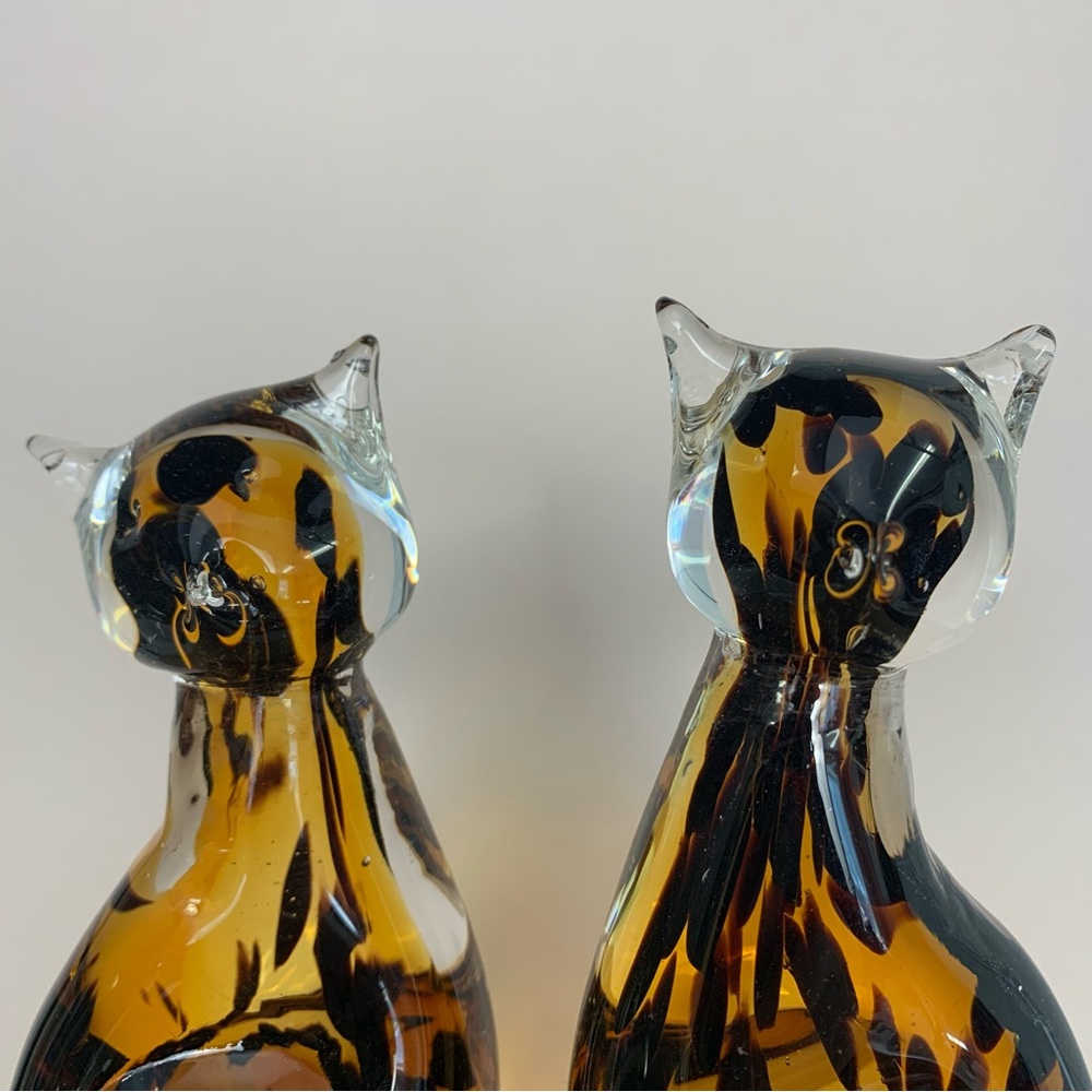 Vintage 80s Fifth Avenue Crystal Amber and Black Cat Figurines (Pair) - Picture 4 of 5